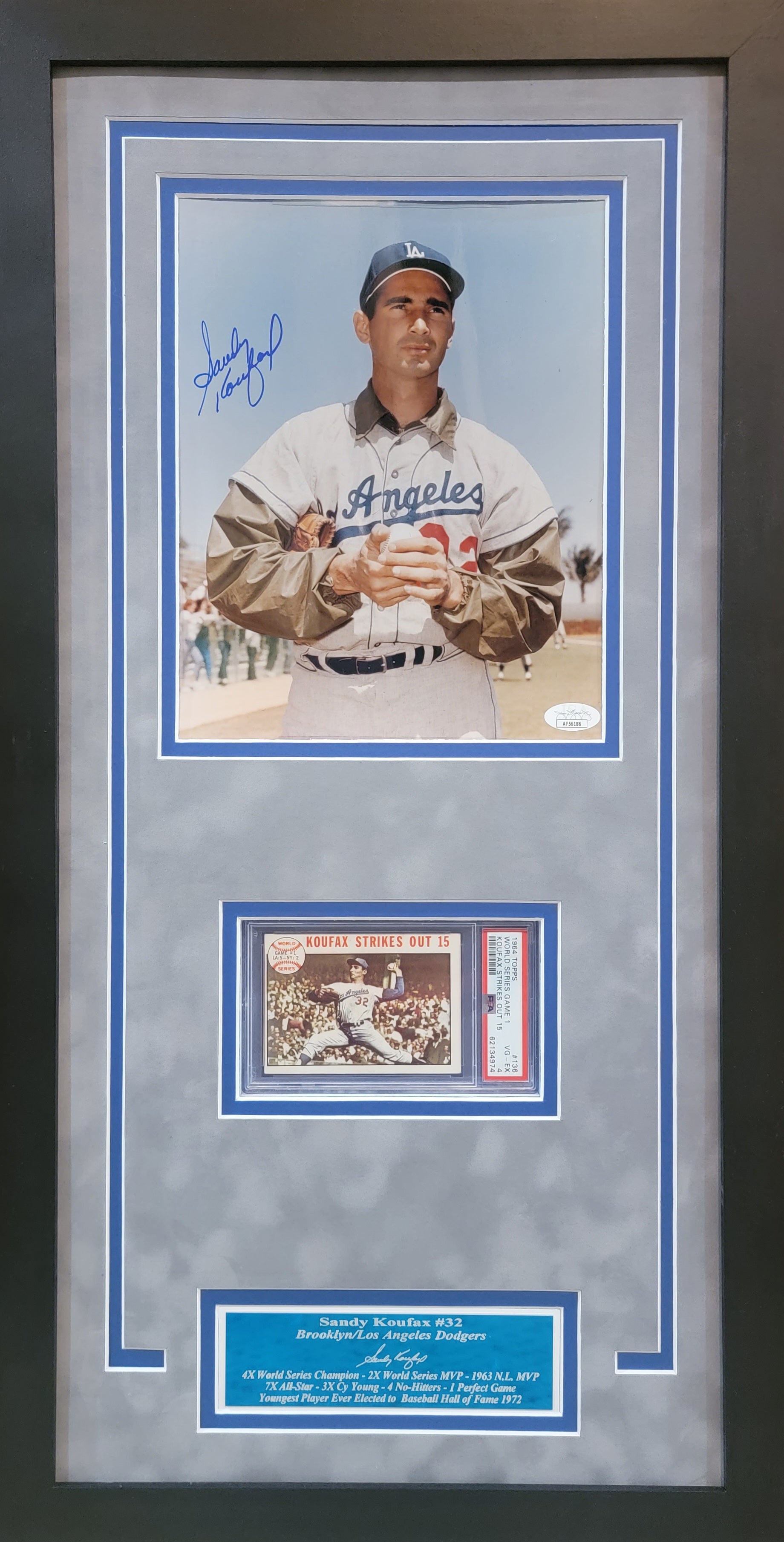 Framed Facsimile Autographed Sandy Koufax 33x42 Los Angeles LA